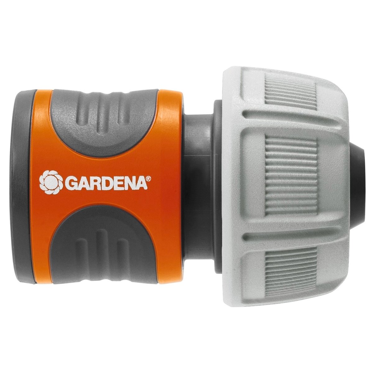 GARDENA 19mm Hose Connector with Soft Grip - Grey/Orange Plastic Outdoor Fitting