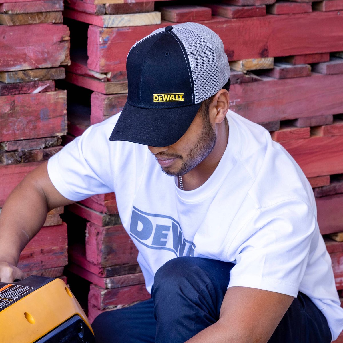Dewalt Trucker Hat - Black Grey - Adjustable Fit - Breathable Mesh - One Size - SuperSaverAU - view 4