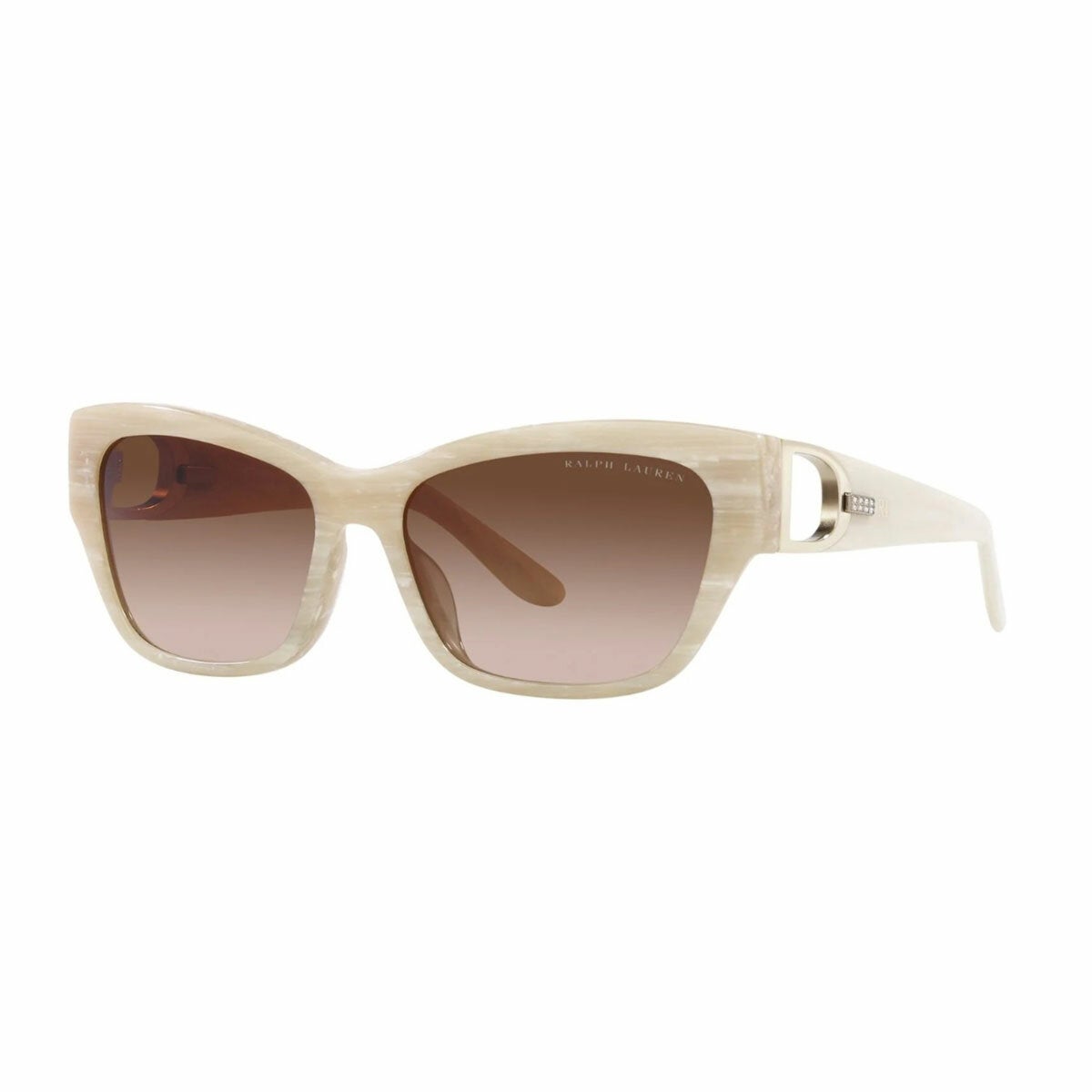 Brown Gradient Lens Designer Sunglasses for Women, Cream Horn Frame, Ralph Lauren RL8206U 608413