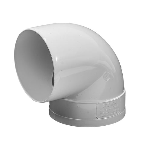 Holman 90mm 90 Degree Male and Female White PVC Stormwater Elbow