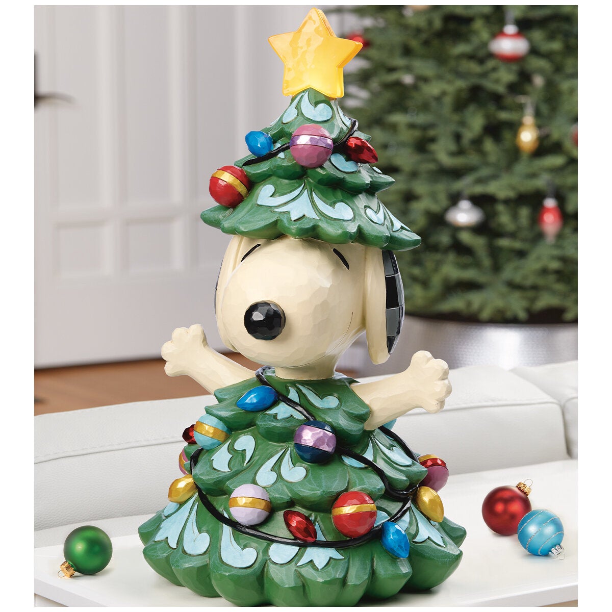 LED Lit Snoopy Dressed as a Decorated Christmas Tree, Hand-Painted Peanuts Collectable by Jim Shore — image 3