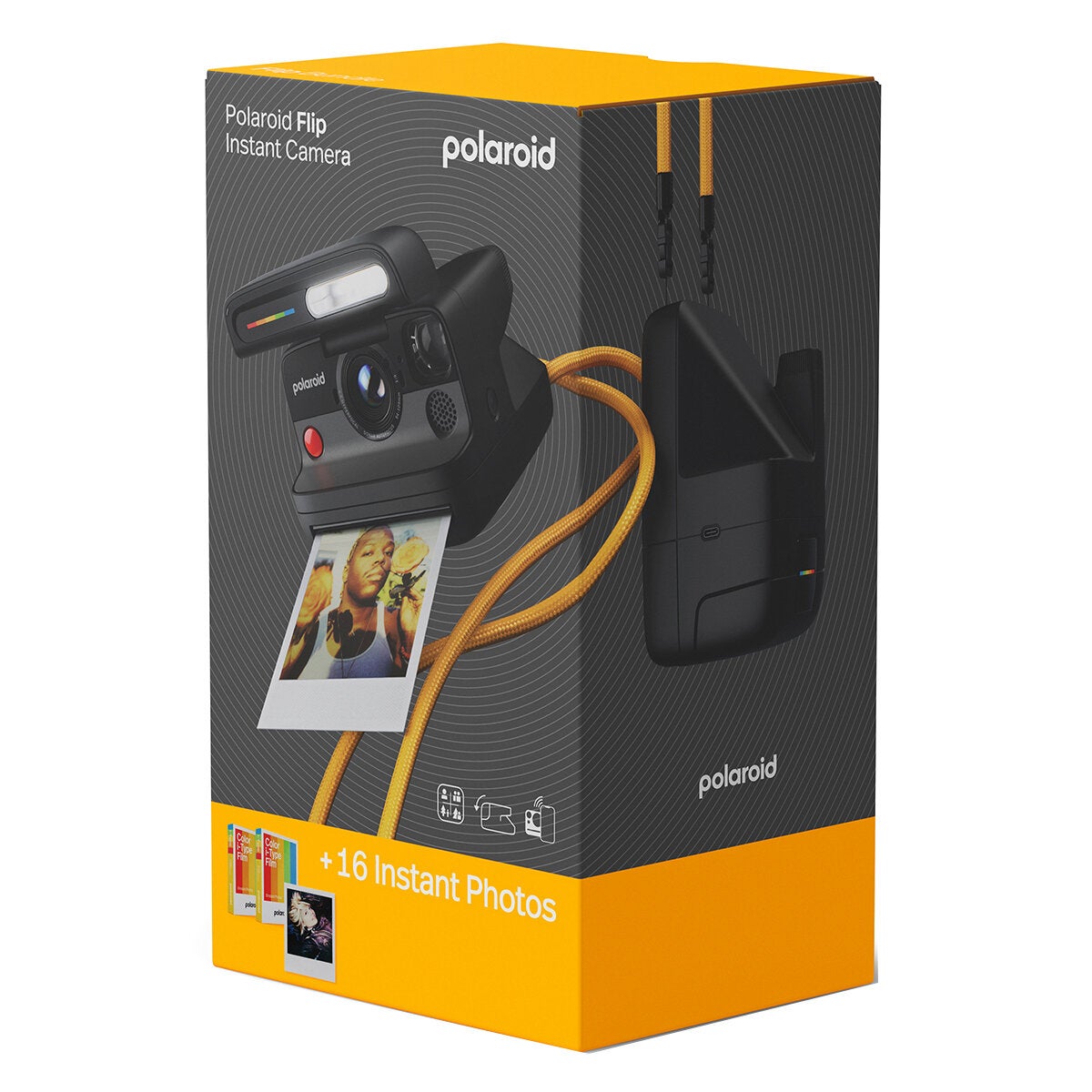 Point-and-Shoot Instant Camera Kit with 16 Colour Prints and App Remote Control, Polaroid Flip in Black 6565 — image 2