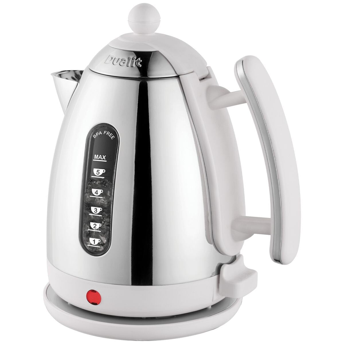 Dualit Jug Kettle 1.5L - Gloss White Polished Finish, 2400W Rapid Boil, 360 Degree Base - DU72041
