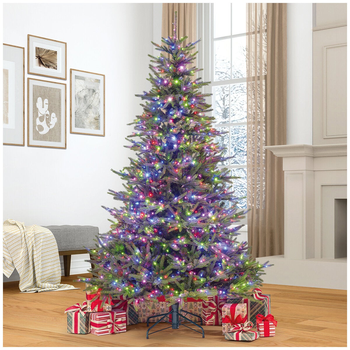 2.28m Pre-Lit Christmas Tree with Twinkle Timer, Dimmable Remote and 3,866 Realistic Branch Tips — image 2