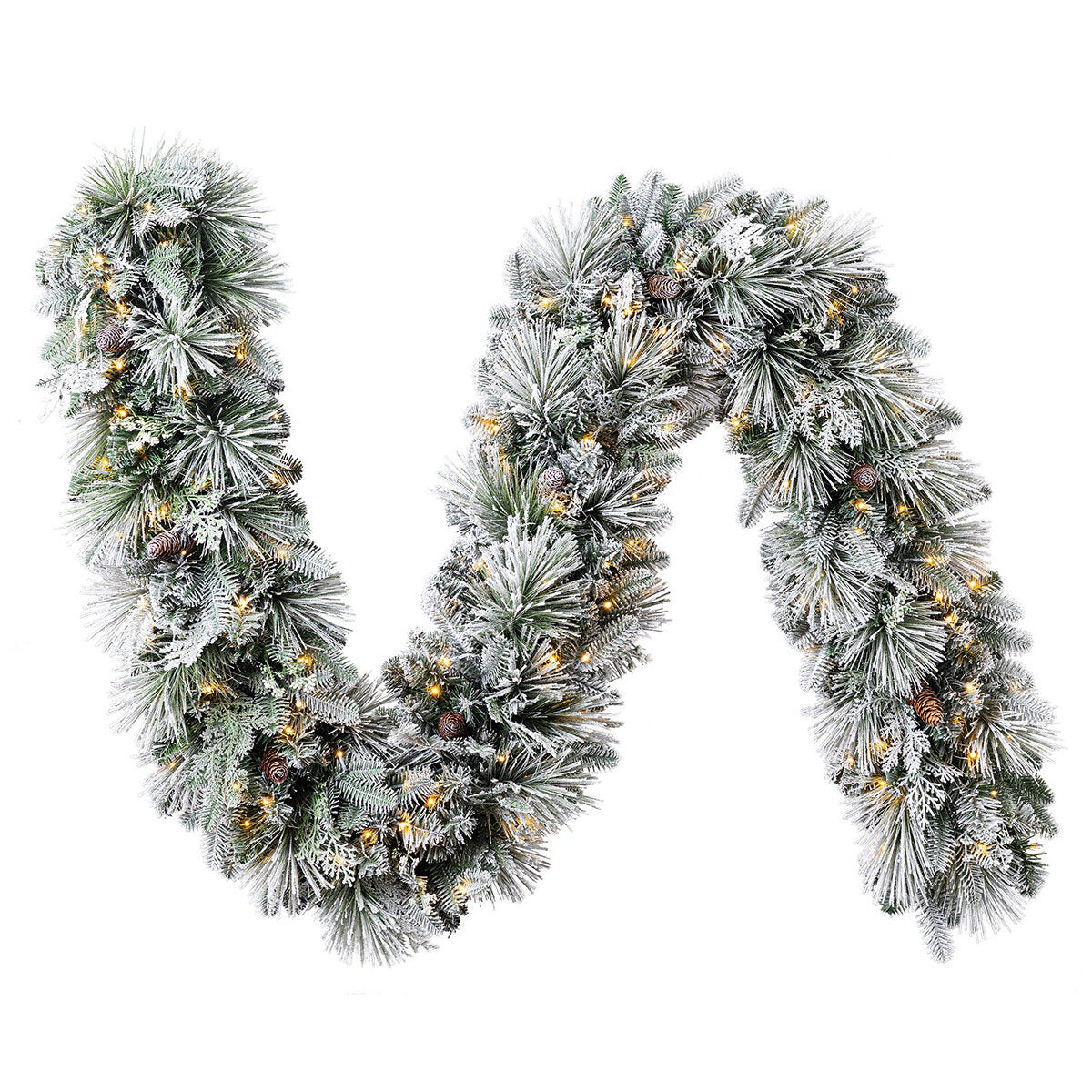 Flocked White Glitter Mantel Garland with 150 Twinkle Micro LEDs and 11 Light Functions, 2.7 Metre — image 4