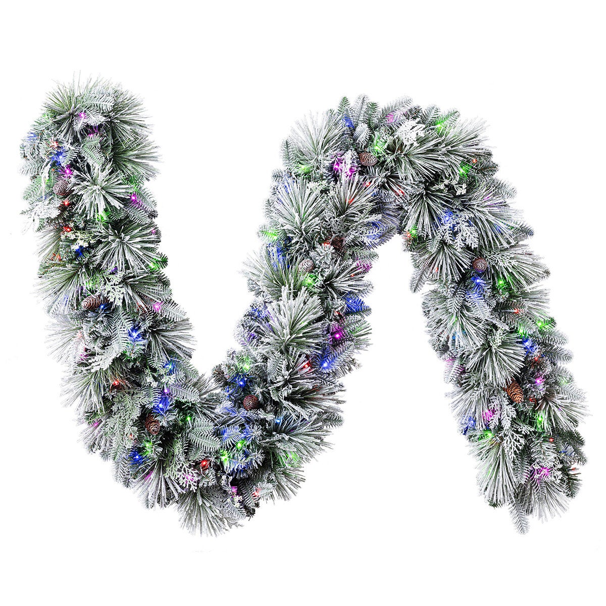 Flocked White Glitter Mantel Garland with 150 Twinkle Micro LEDs and 11 Light Functions, 2.7 Metre — image 3