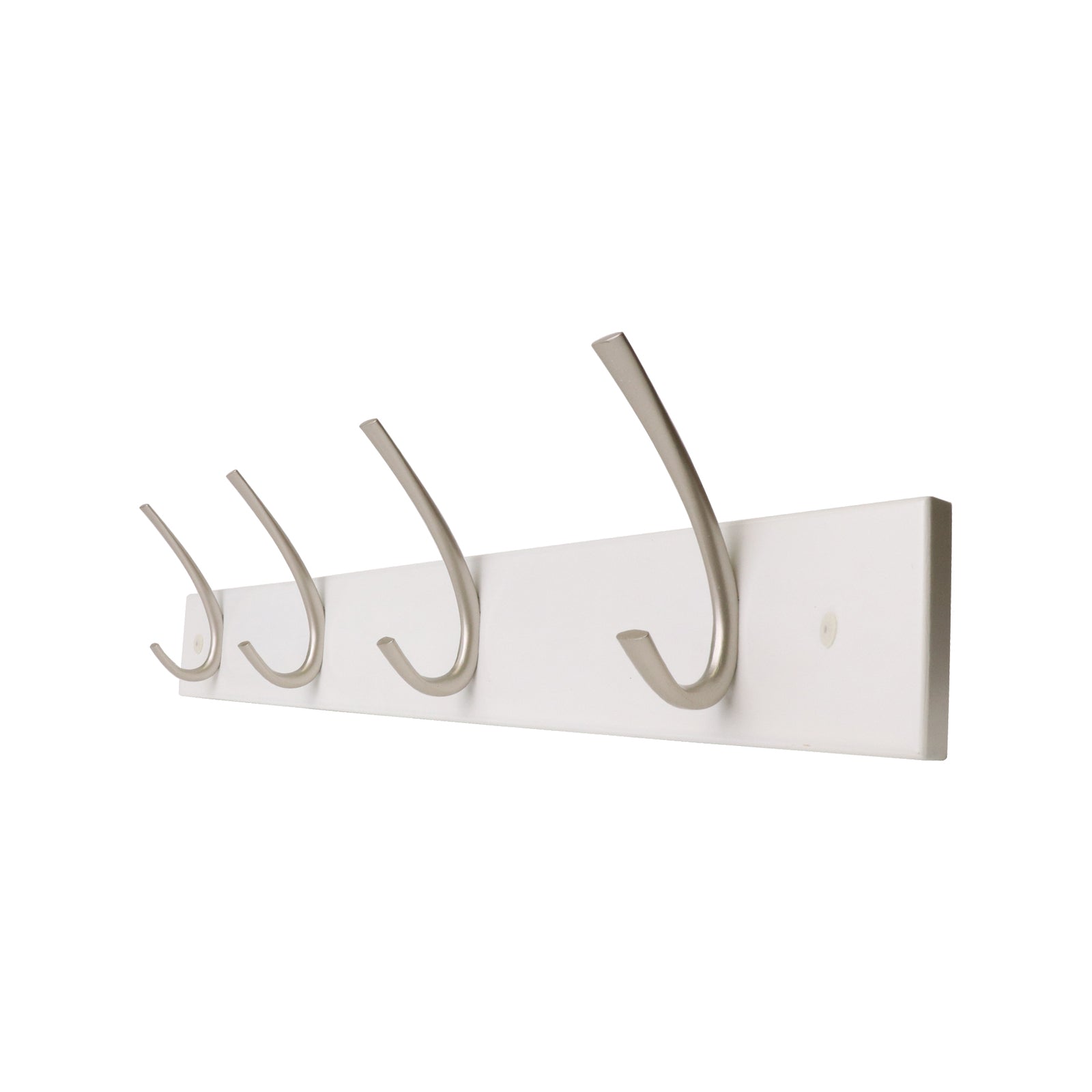 Adoored 4 Double Satin Chrome Hook White MDF Board Deco Hook Rack