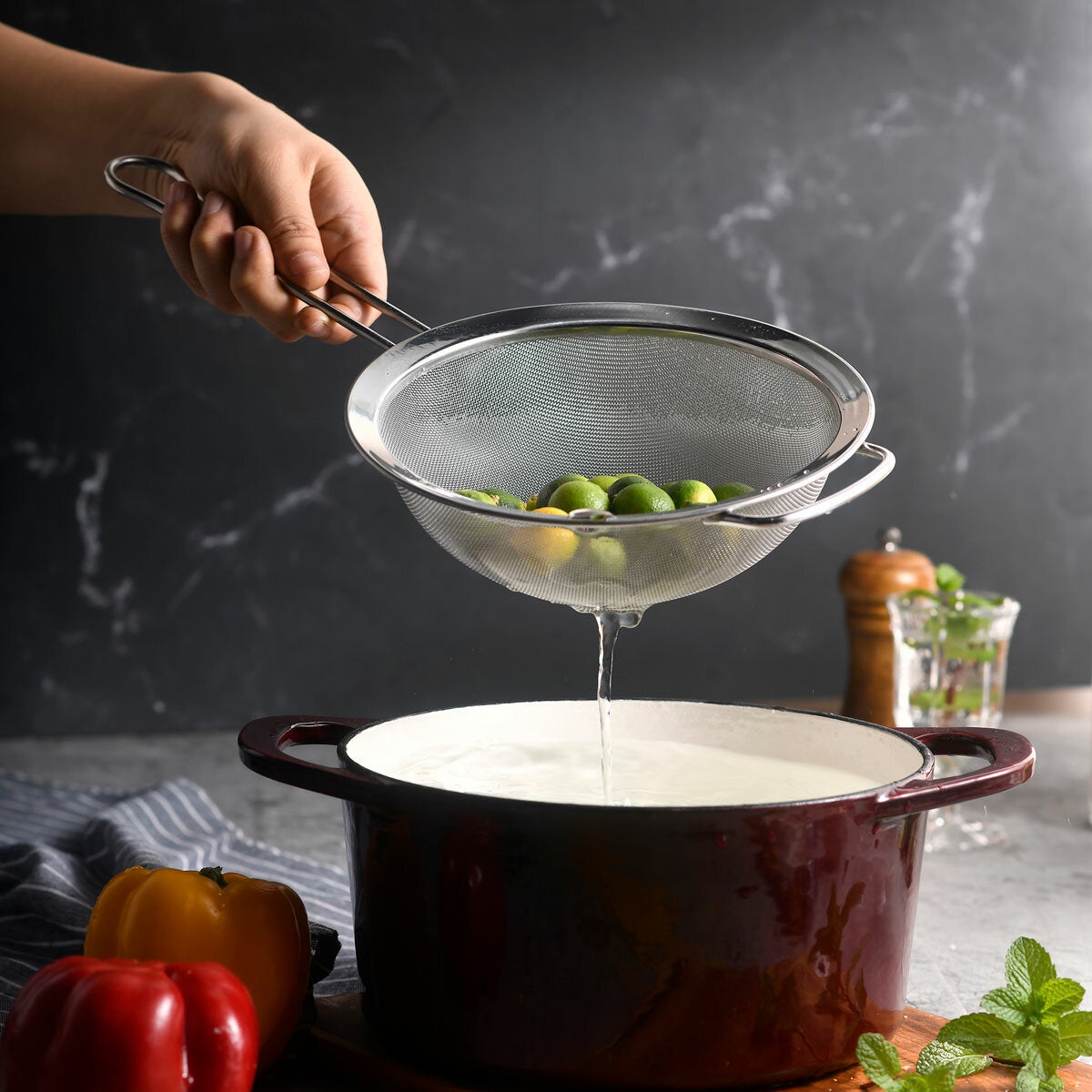 Fine Mesh Kitchen Sieve Set of Three for Pasta, Rice and Noodles in 18/8 Stainless Steel by MIU — image 5