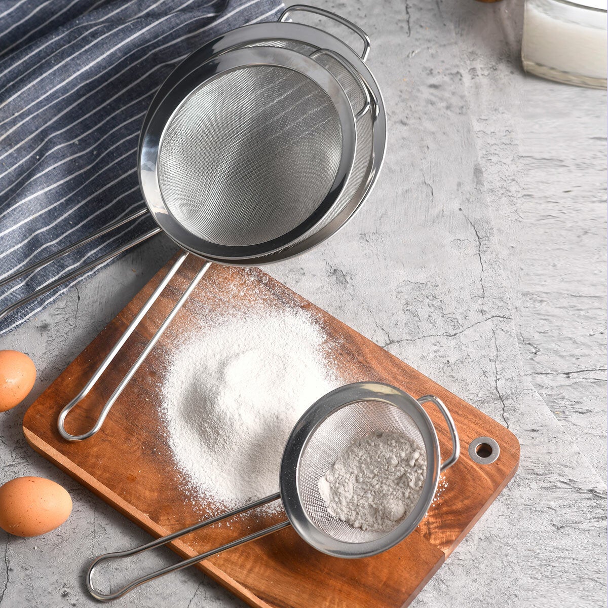 Fine Mesh Kitchen Sieve Set of Three for Pasta, Rice and Noodles in 18/8 Stainless Steel by MIU — image 2
