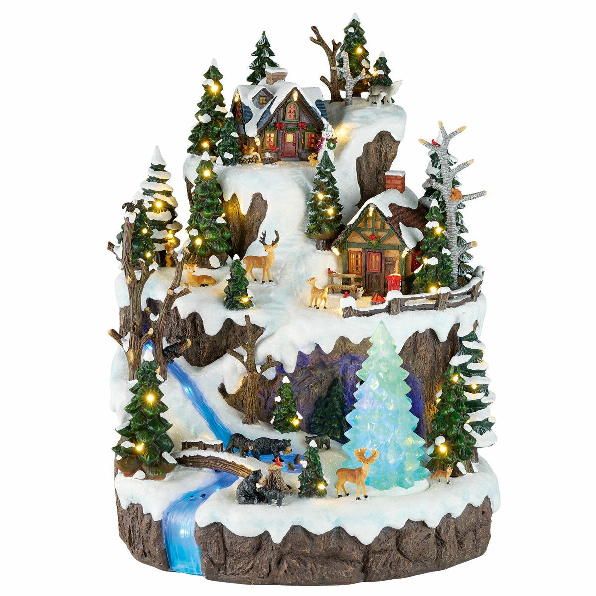 Light-Up Musical Christmas Village Scene with Turning Tree and Auto Timer, Snowy Woodland 47cm — image 2