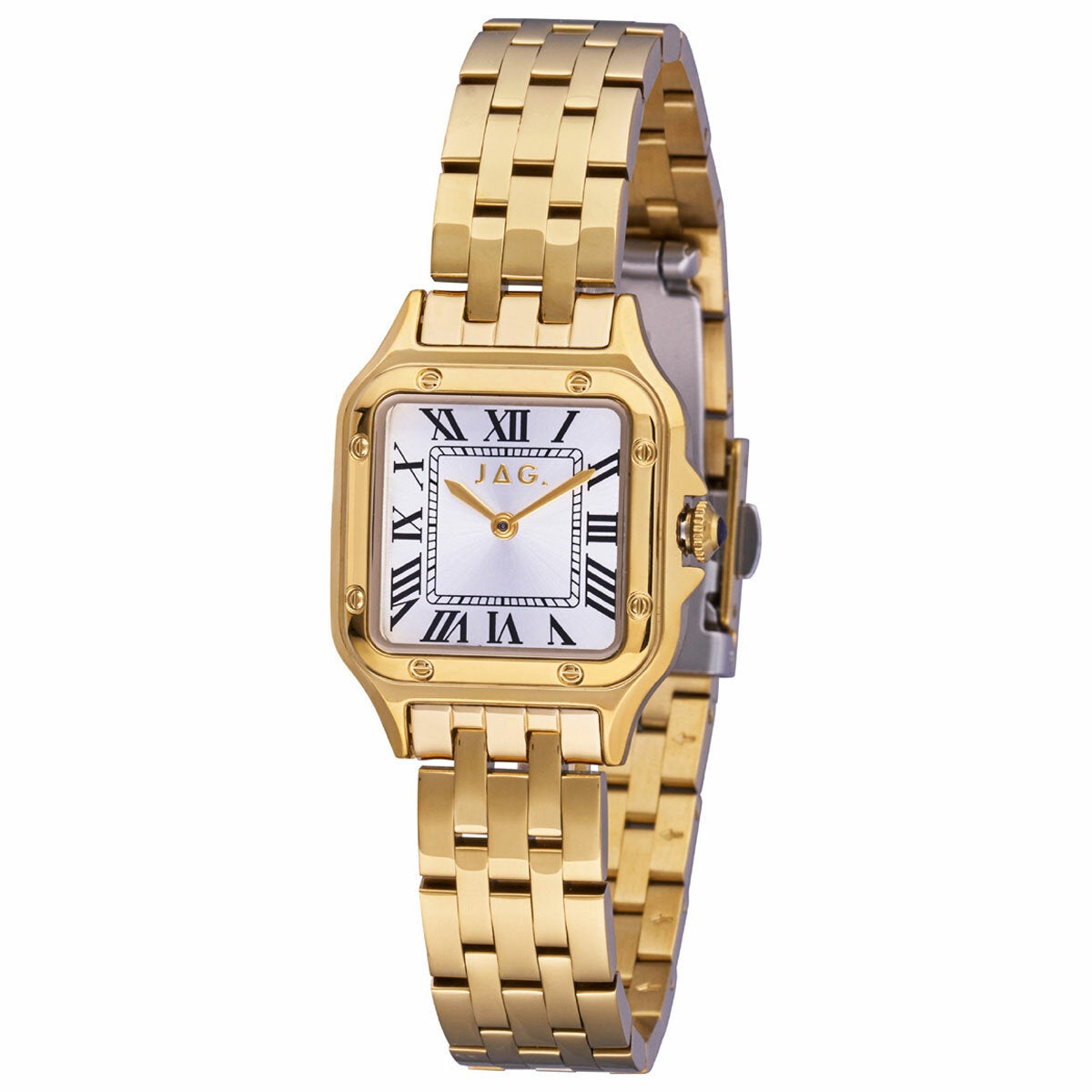 Square Gold-Tone Dress Watch for Women with Crisp White Dial and 3ATM Rating, JAG Riana J2816A — image 2
