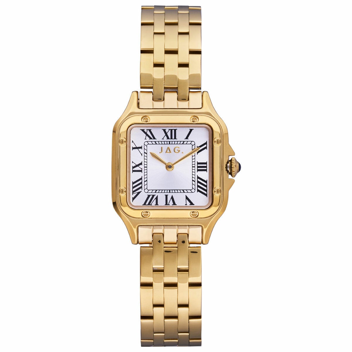Square Gold-Tone Dress Watch for Women with Crisp White Dial and 3ATM Rating, JAG Riana J2816A