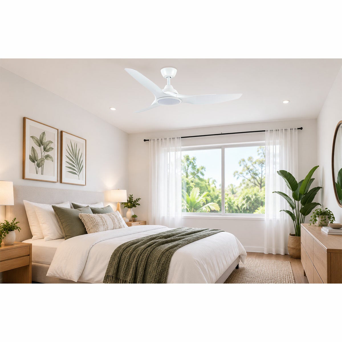 Quiet 33W DC Ceiling Fan with Adjustable Colour LED Light and Phone Control, Martec Impact — image 7