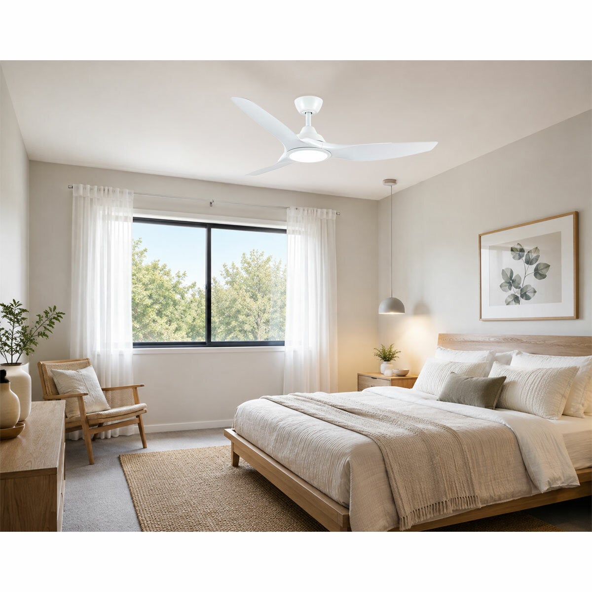 Quiet 33W DC Ceiling Fan with Adjustable Colour LED Light and Phone Control, Martec Impact — image 6