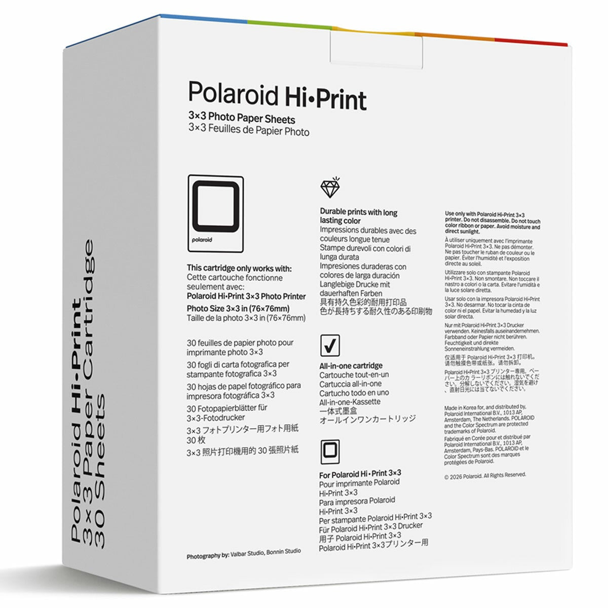 Square 76mm Photo Paper Refill for Hi-Print 3x3 Printer, 3 x 10 Sheet Cartridges by Polaroid — image 3