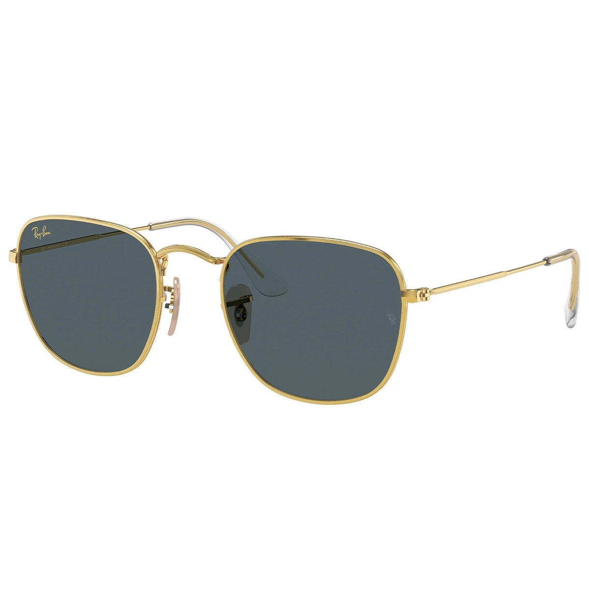 Shiny Gold Square Sunglasses with Blue Lenses for Men, Ray-Ban Frank RB3857 9196R5