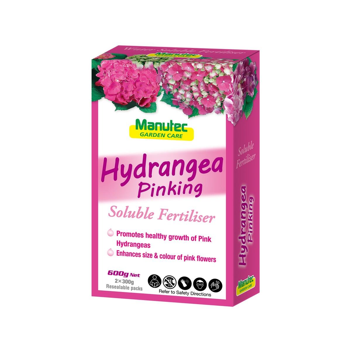 Manutec 600g Hydrangea Pink Fertiliser Water Soluble NPK 21-3-12