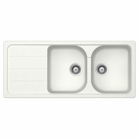 Abey Schock Formhaus double bowl sink with left hand drainer - White - topmount or undermount - FD-200W