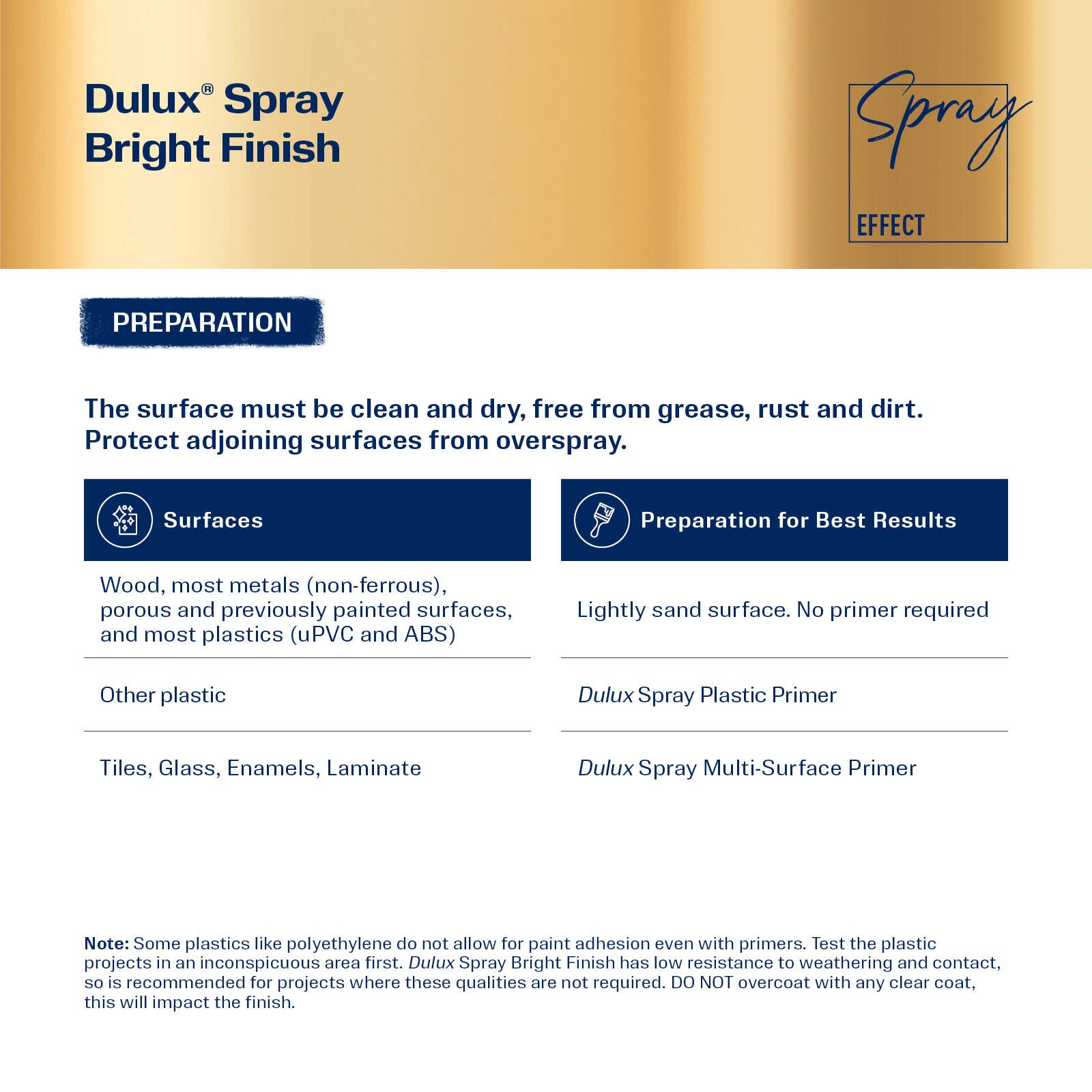 Dulux Effects 300g Gold Bright Finish Spray Paint for Decor & Craft