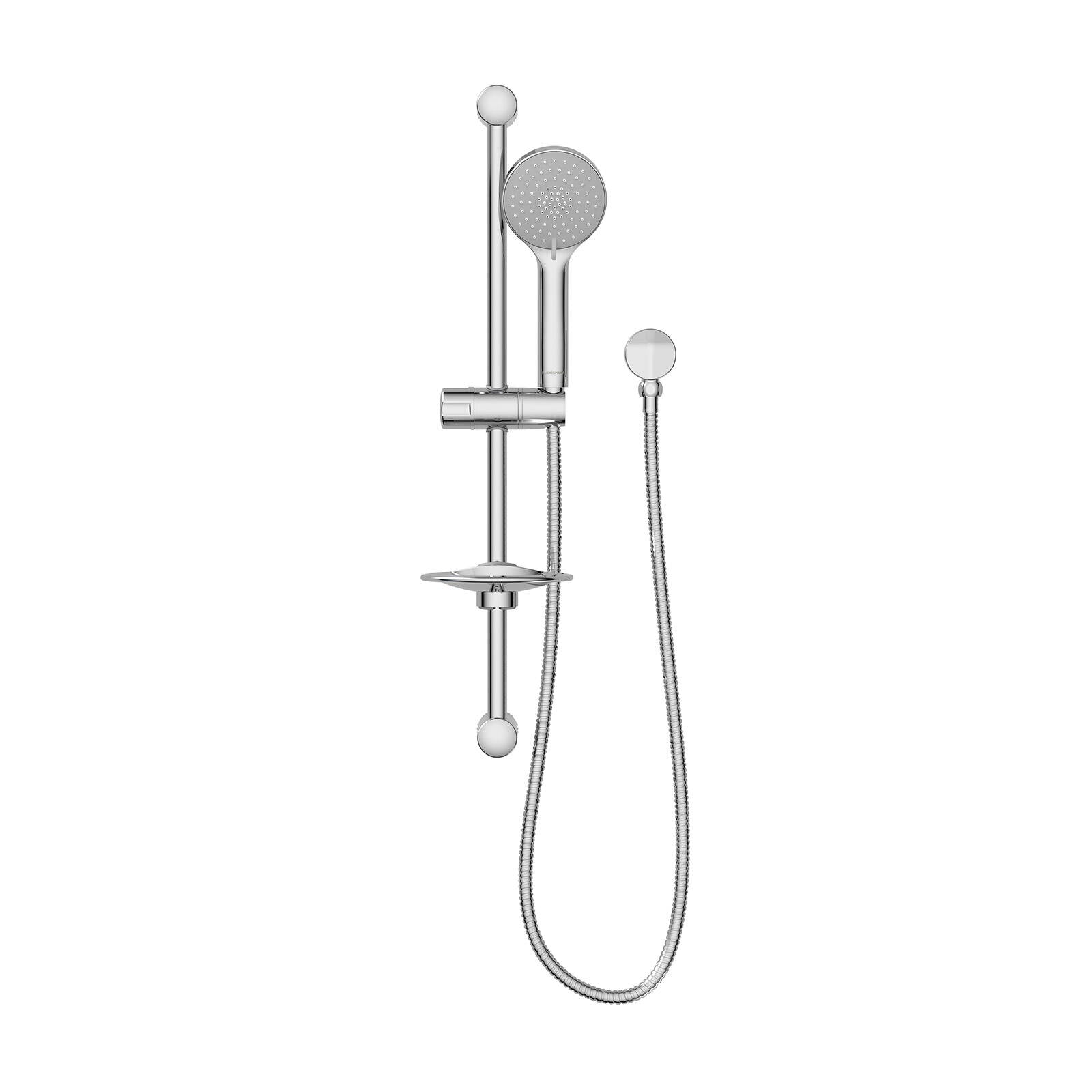 Flexispray Bermuda Rail Shower Chrome, 3 Function, 650mm Rail, 9L/min 3 Star, 100mm Round Head