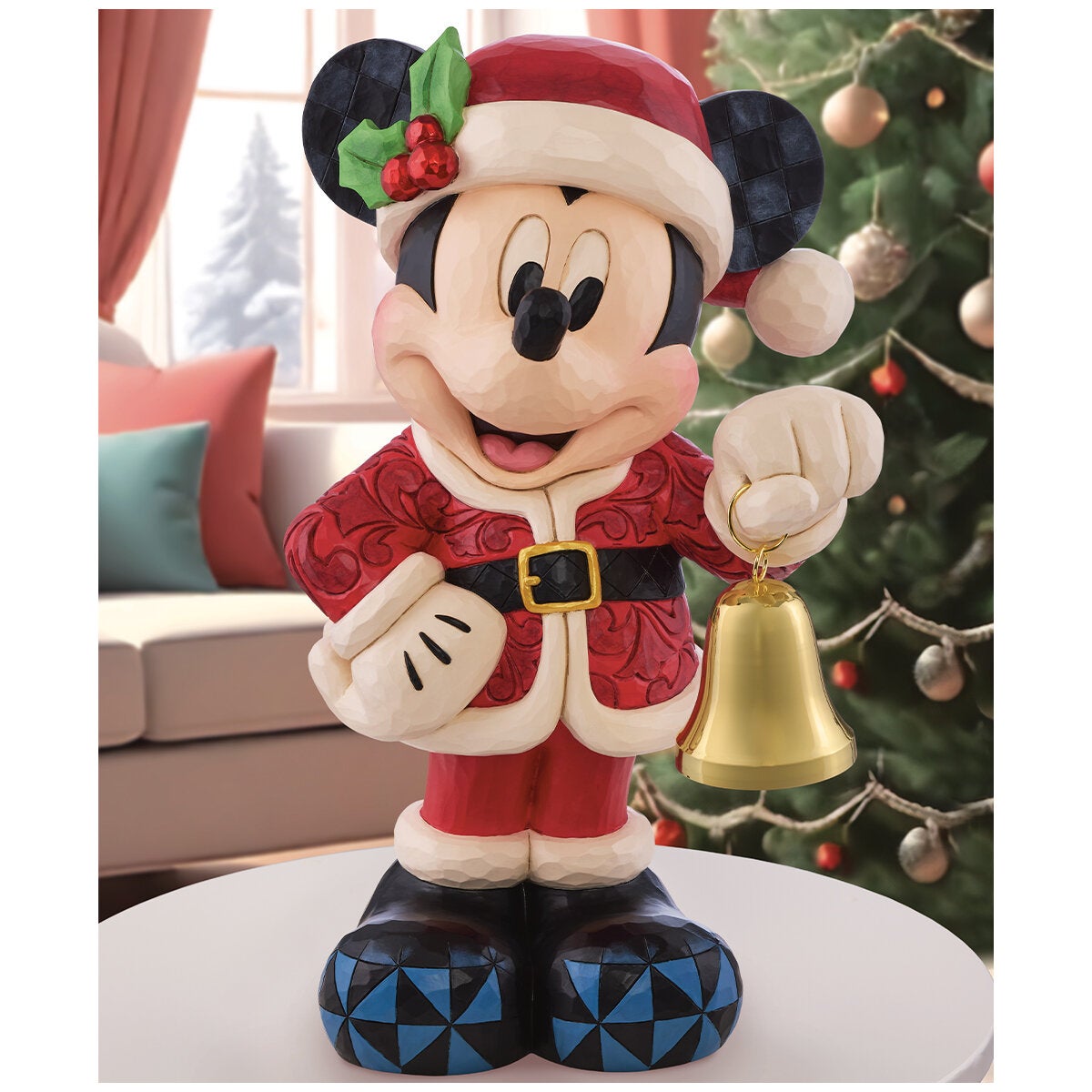 Hand-Painted Christmas Mickey in Santa Suit Holding a Bell, Indoor/Outdoor 42cm Figure by Jim Shore — image 2