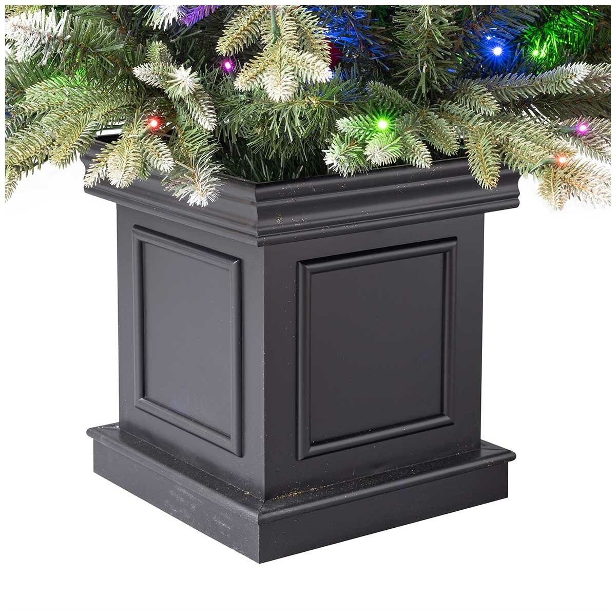 Compact 1.3 Metre Artificial Christmas Tree in Square Pot, Glitter Frosted and Pre-Lit with Twinkling LEDs — image 6