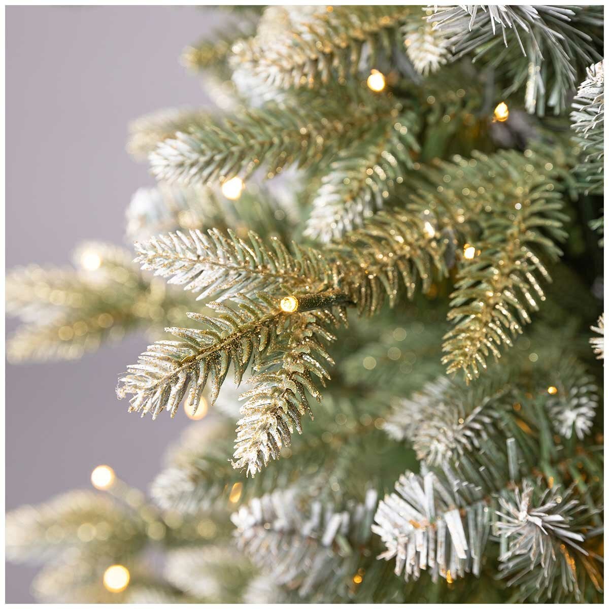 Compact 1.3 Metre Artificial Christmas Tree in Square Pot, Glitter Frosted and Pre-Lit with Twinkling LEDs — image 9