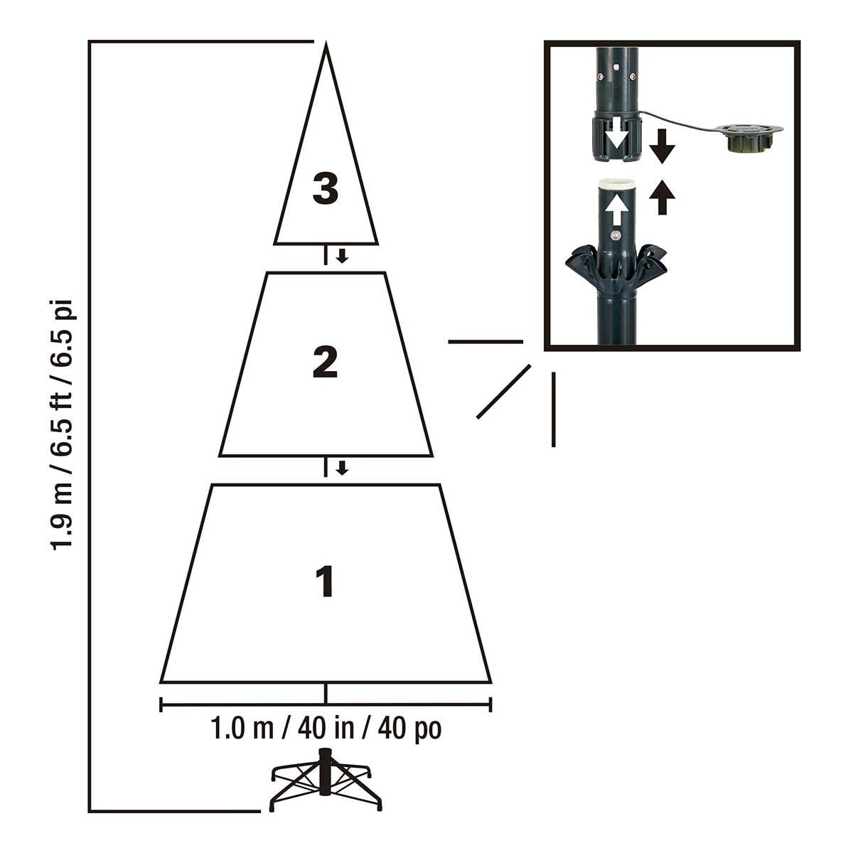 Slimline 1.9m Christmas Tree, Pre-Lit with Dimmable Twinkle LEDs, Timer Remote and Topper Branch — image 12