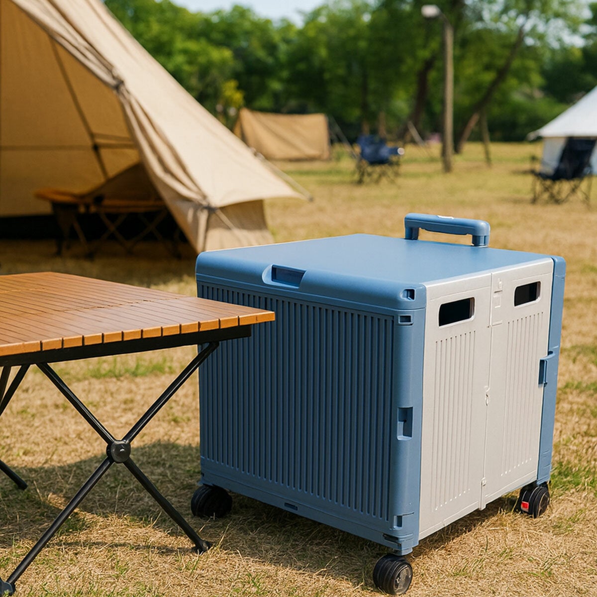 Collapsible 50L Rolling Trolley with Flat Lid and Locking Side Panels for Groceries by SpaceMade — image 5