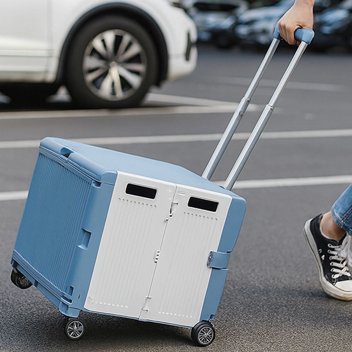 Collapsible 50L Rolling Trolley with Flat Lid and Locking Side Panels for Groceries by SpaceMade — image 7