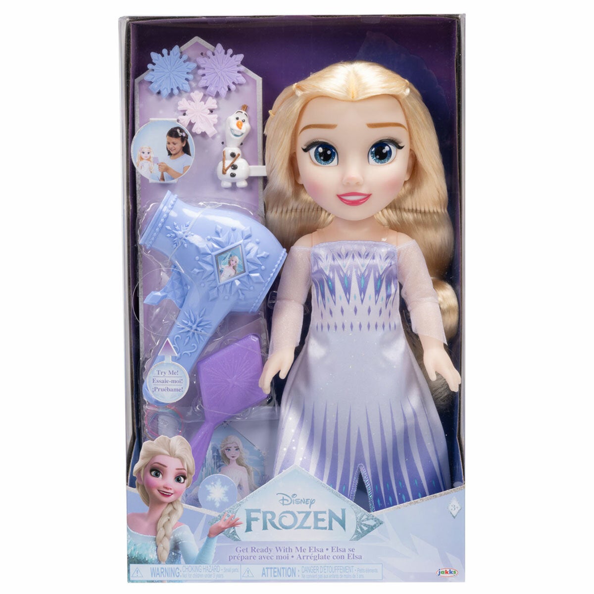 Elsa Hair Styling Doll Set, 14 Inch Doll Plus Toy Hairdryer, Hairbands and Clips from Disney Princess