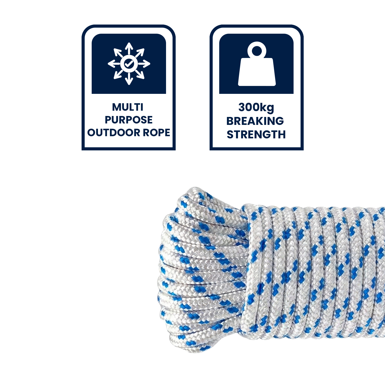 Grunt 4mm x 10m White Braided Polypropylene Tracer Rope 300kg