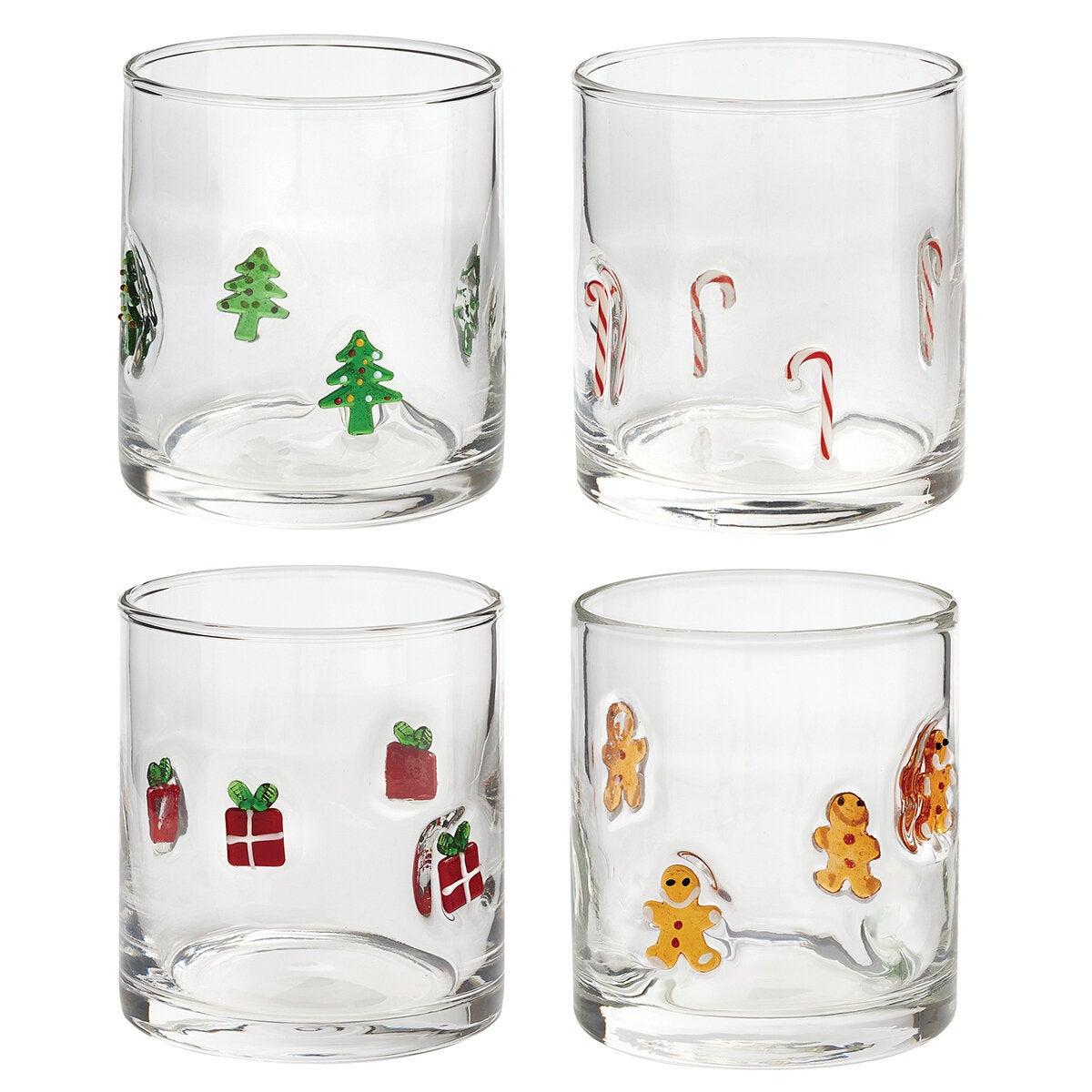 Hand-Crafted Christmas Drinking Glasses, Set of 4 Festive Motifs for Entertaining, 414ml by Pandex — image 2