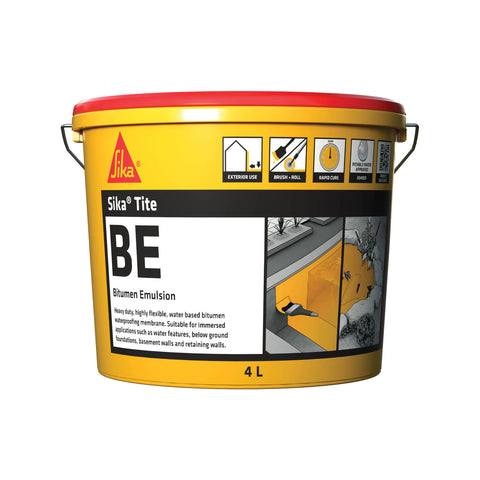 Sika 4L SikaTite BE Bitumen Waterproofing Membrane, Black Water-Based