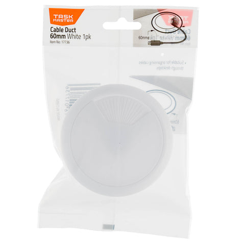 Taskmaster 60mm White Cable Duct - Cable Management