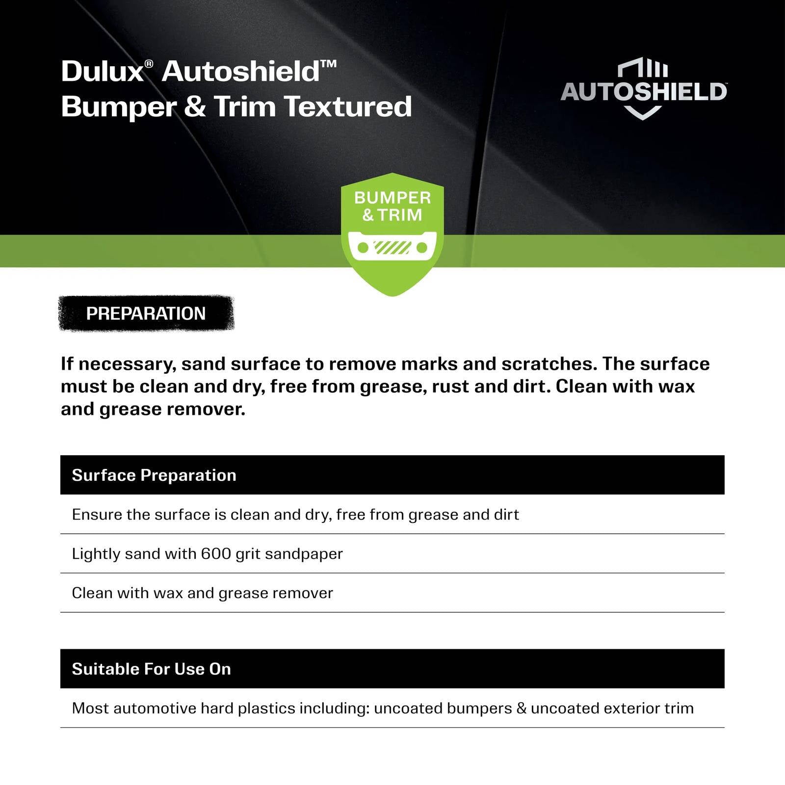 Dulux Autoshield 340g Textured Black Bumper Spray Paint for Cars & Trim