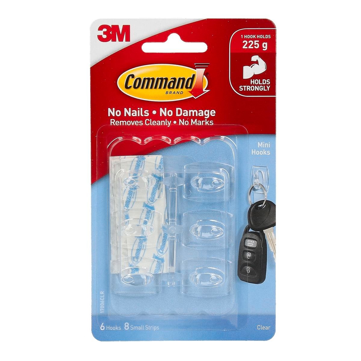Command Mini Clear Adhesive Hooks - 6 Pack