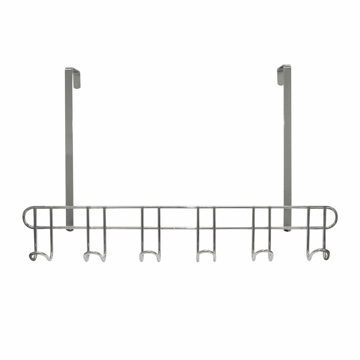 Adoored Hook Rack - 6 Hooks - Polished Chrome - Over the Door - SuperSaverAU - view 1