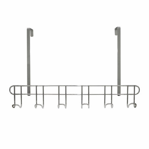 Adoored Hook Rack - 6 Hooks - Polished Chrome - Over the Door - SuperSaverAU - view 1