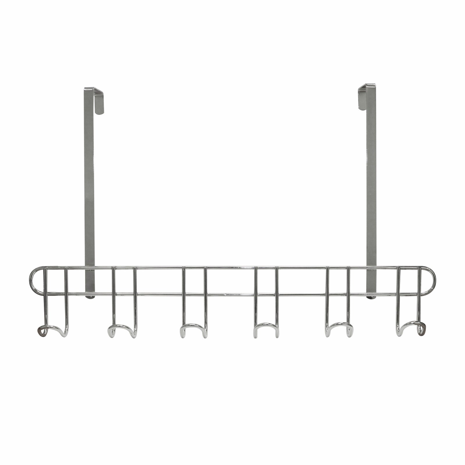 Adoored 6 Hook Polished Chrome Steel Over-The-Door Deco Hook Rack