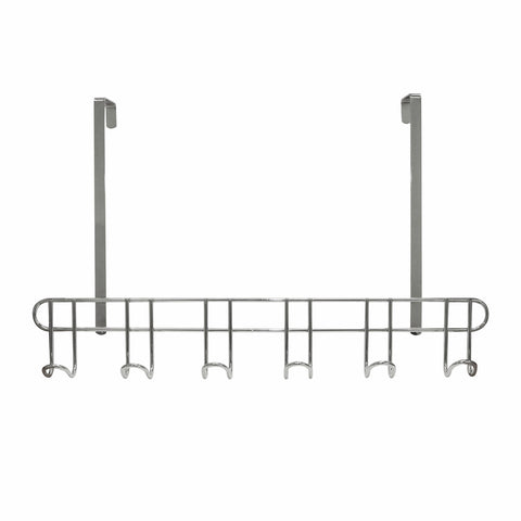 Adoored 6 Hook Polished Chrome Steel Over-The-Door Deco Hook Rack