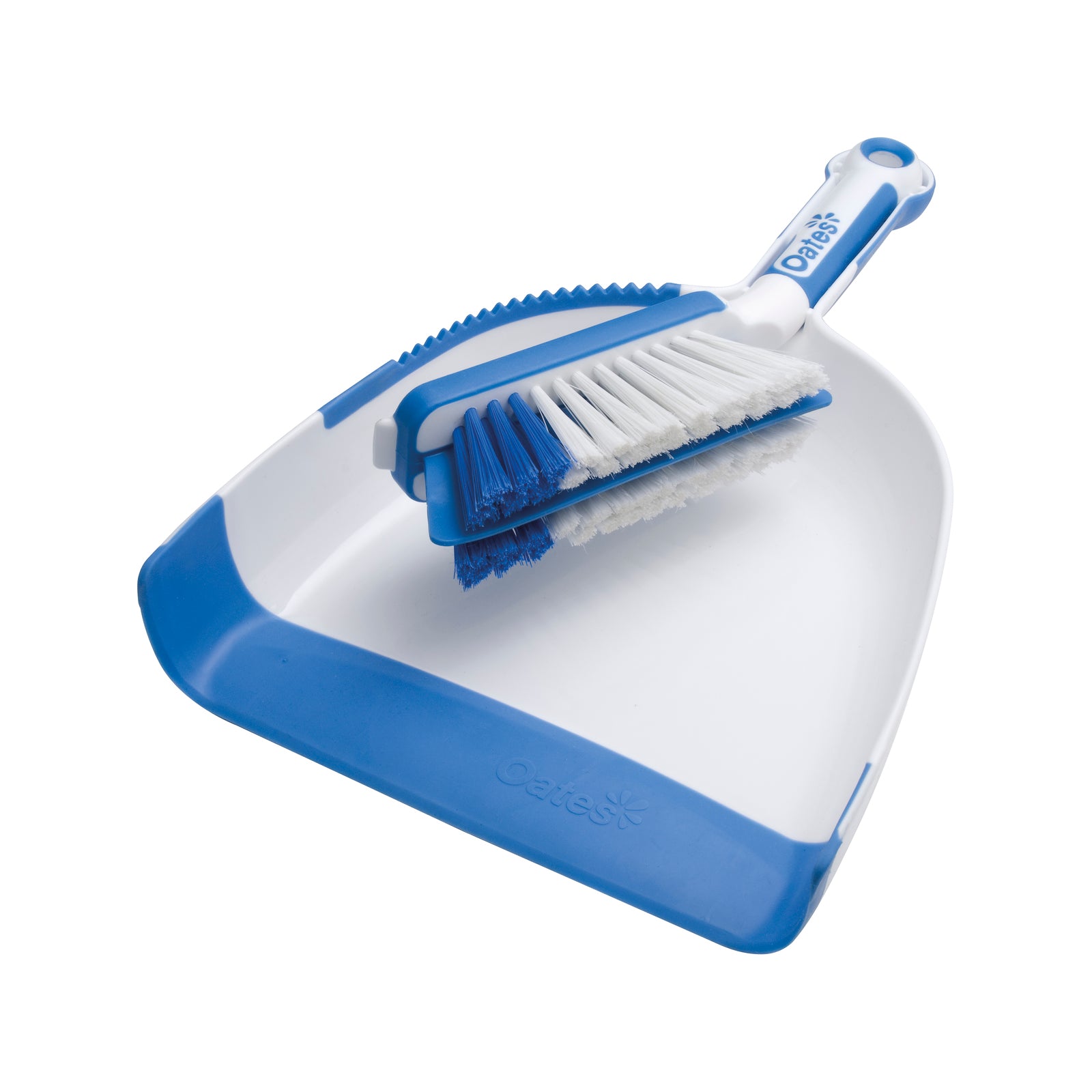 Oates Space Saver Freestanding Dustpan & Brush Set, 368mm, White & Blue