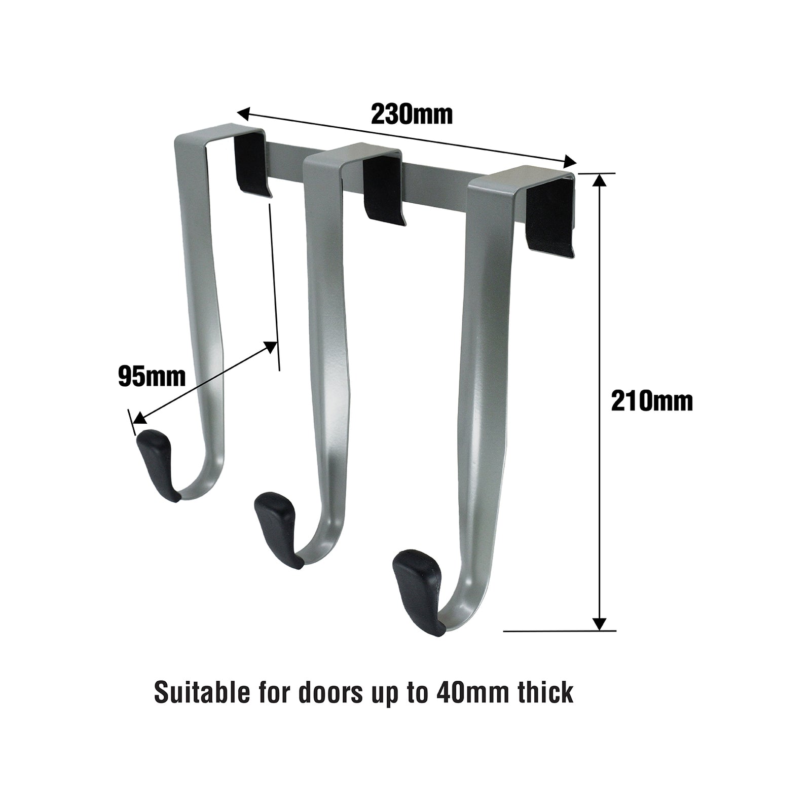 Adoored Satin Chrome 3 Hooks Over-The-Door Hook Rack