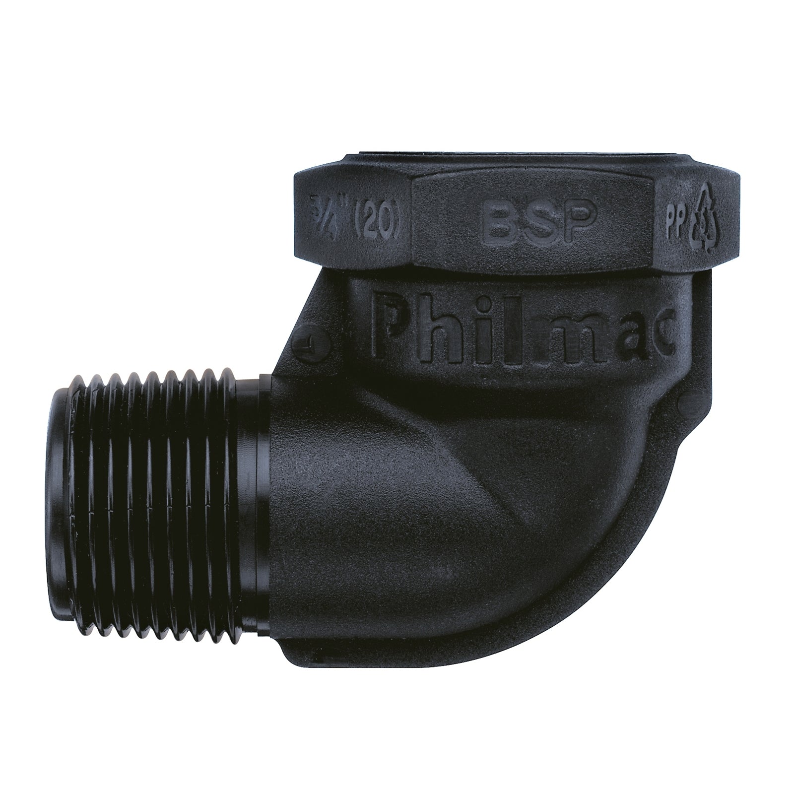 Philmac BSP Threaded MI x FI 90 Degree Pipe Elbow 3/4" - Polypropylene Underground Rated
