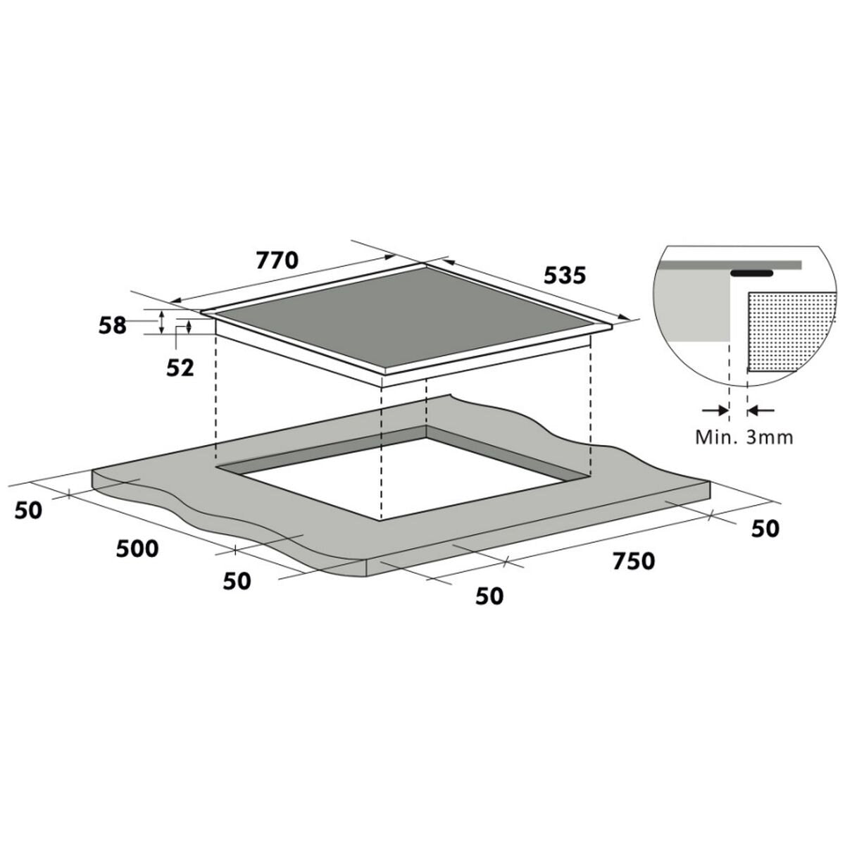 Linarie 77cm induction cooktop - double Flex Zone - nine power levels - booster function - LS80I2F1Z