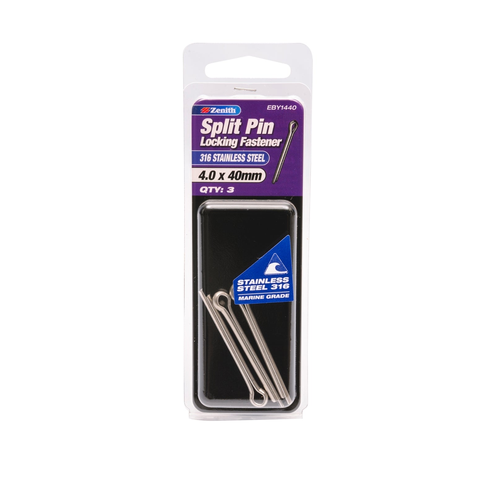 Zenith 4.0 x 40mm 316 Stainless Steel Split Pin - 3 Pack
