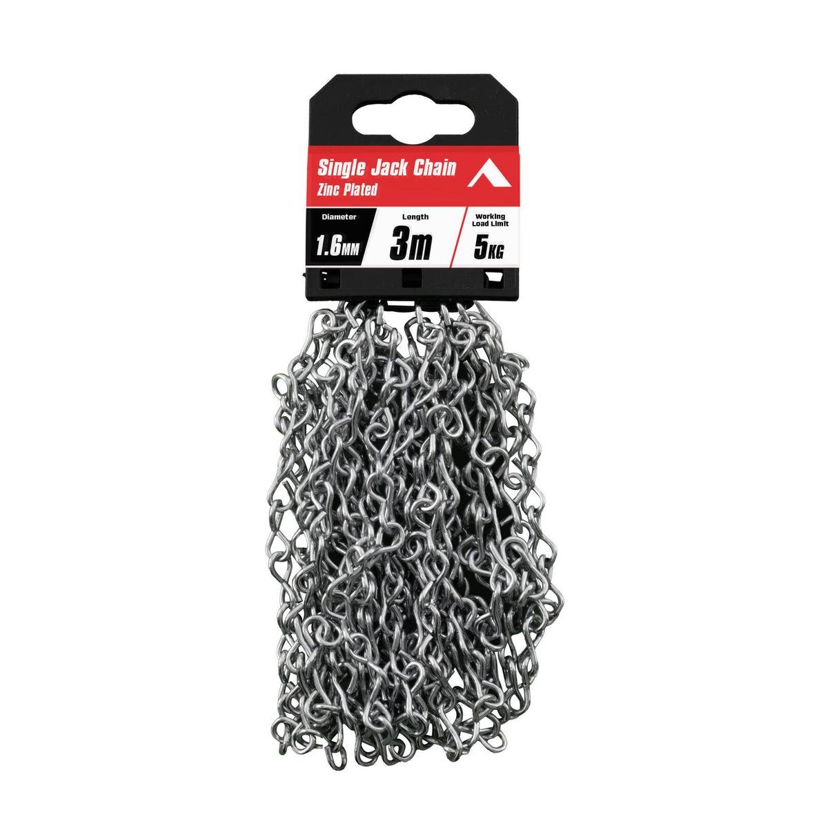 Pinnacle 1.6mm x 3m Zinc-Plated Single Jack Chain