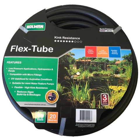 Holman 13mm x 20m Black Flexible PVC Flex Tube, Ponds, Water Features, Hydroponics
