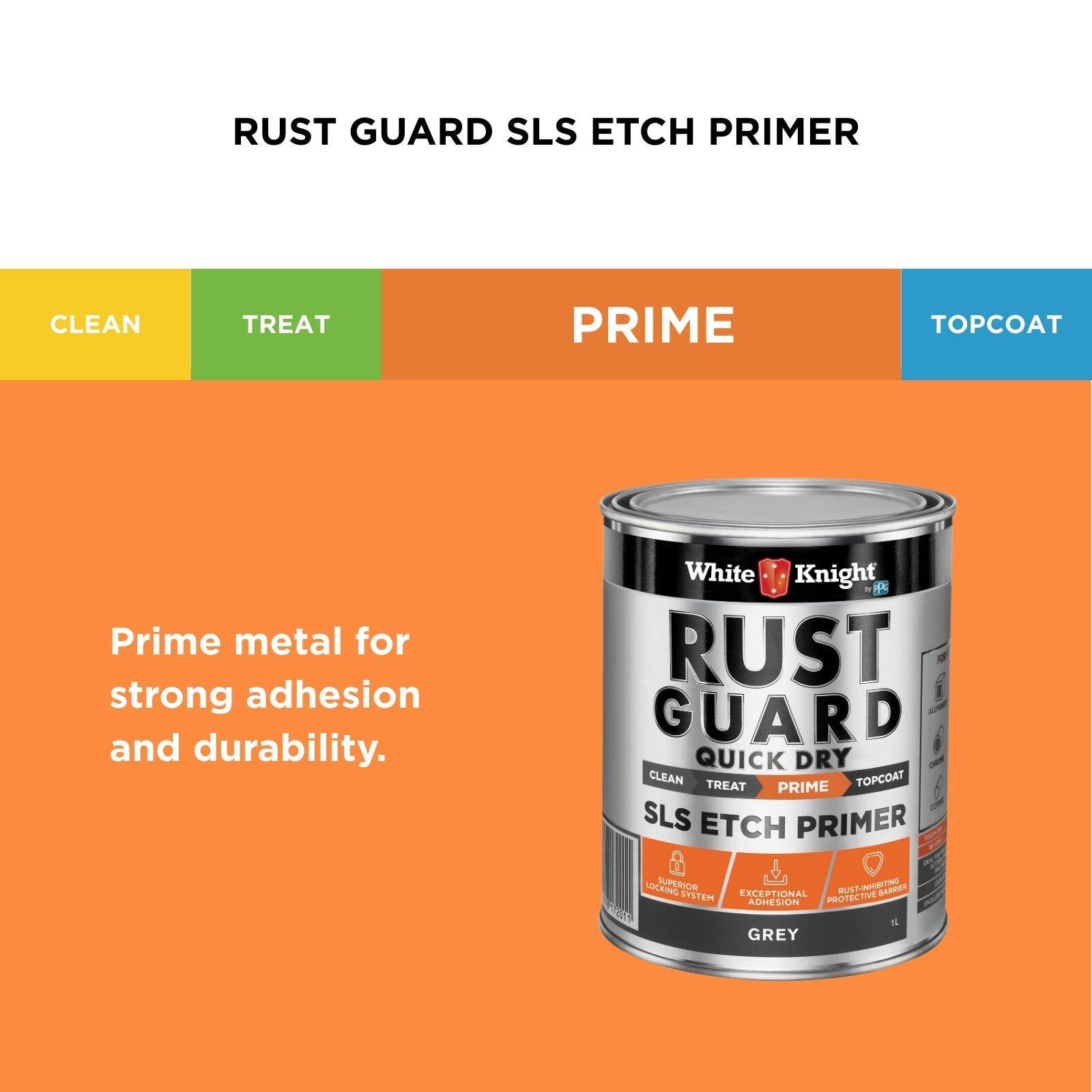 White Knight Rust Guard 1L Grey Quick Dry SLS Etch Primer