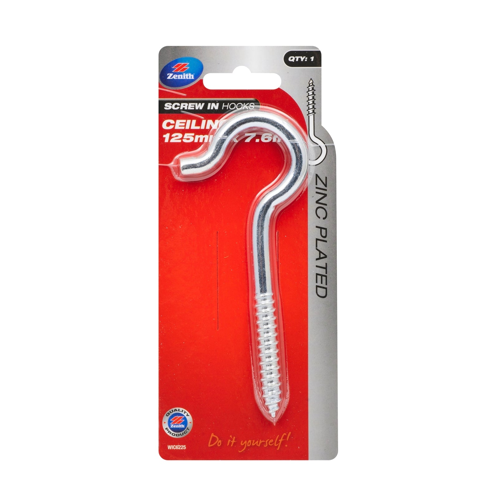 Zenith 125 x 7.6mm Zinc Plated Steel Ceiling Hook